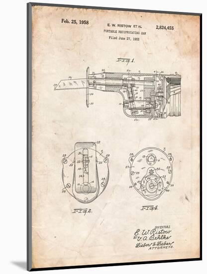 Portable Reciprocating Saw-Cole Borders-Mounted Art Print