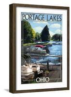 Portage Lakes, Ohio - Dock and Lake Scene-Lantern Press-Framed Art Print