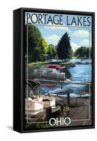 Portage Lakes, Ohio - Dock and Lake Scene-Lantern Press-Framed Stretched Canvas