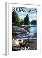 Portage Lakes, Ohio - Dock and Lake Scene-Lantern Press-Framed Art Print