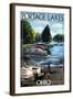 Portage Lakes, Ohio - Dock and Lake Scene-Lantern Press-Framed Art Print