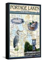 Portage Lakes, Ohio - Nautical Chart-Lantern Press-Framed Stretched Canvas