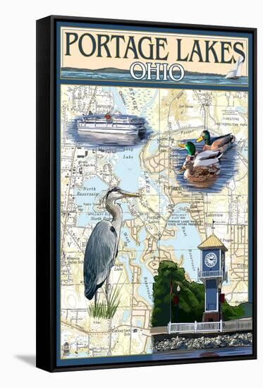 Portage Lakes, Ohio - Nautical Chart-Lantern Press-Framed Stretched Canvas