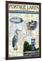 Portage Lakes, Ohio - Nautical Chart-Lantern Press-Framed Art Print