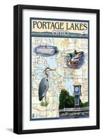 Portage Lakes, Ohio - Nautical Chart-Lantern Press-Framed Art Print