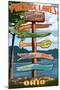 Portage Lakes, Ohio - Sign Destinations-Lantern Press-Mounted Art Print