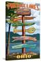 Portage Lakes, Ohio - Sign Destinations-Lantern Press-Stretched Canvas