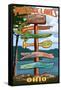 Portage Lakes, Ohio - Sign Destinations-Lantern Press-Framed Stretched Canvas