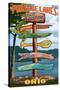 Portage Lakes, Ohio - Sign Destinations-Lantern Press-Stretched Canvas