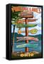 Portage Lakes, Ohio - Sign Destinations-Lantern Press-Framed Stretched Canvas