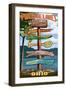 Portage Lakes, Ohio - Sign Destinations-Lantern Press-Framed Art Print