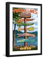 Portage Lakes, Ohio - Sign Destinations-Lantern Press-Framed Art Print
