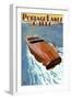 Portage Lakes, Ohio - Wooden Boat Scene-Lantern Press-Framed Art Print
