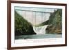 Portage, New York - Letchworth Park, View of Upper Falls and the Bridge-Lantern Press-Framed Art Print