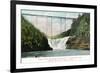 Portage, New York - Letchworth Park, View of Upper Falls and the Bridge-Lantern Press-Framed Art Print