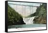 Portage, New York - Letchworth Park, View of Upper Falls and the Bridge-Lantern Press-Framed Stretched Canvas