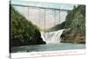 Portage, New York - Letchworth Park, View of Upper Falls and the Bridge-Lantern Press-Stretched Canvas