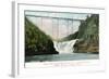 Portage, New York - Letchworth Park, View of Upper Falls and the Bridge-Lantern Press-Framed Art Print