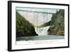 Portage, New York - Letchworth Park, View of Upper Falls and the Bridge-Lantern Press-Framed Art Print