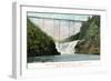 Portage, New York - Letchworth Park, View of Upper Falls and the Bridge-Lantern Press-Framed Art Print