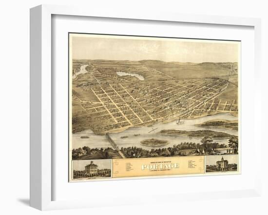 Portage, Wisconsin - Panoramic Map-Lantern Press-Framed Art Print