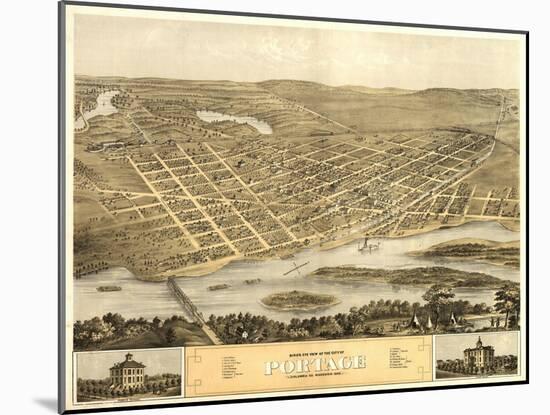 Portage, Wisconsin - Panoramic Map-Lantern Press-Mounted Art Print
