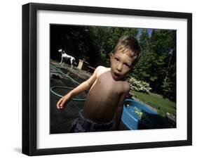 Portait of 4 Year Old Boy, Woodstock, New York, USA-Paul Sutton-Framed Photographic Print