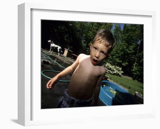 Portait of 4 Year Old Boy, Woodstock, New York, USA-Paul Sutton-Framed Photographic Print