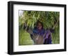 Portait of Local Girl Carrying a Large Bundle of Wheat and Yellow Meskel Flowers, Ethiopia-Gavin Hellier-Framed Photographic Print