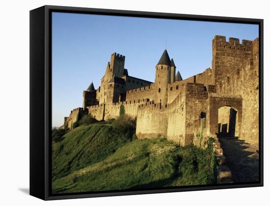 Porte d'Aude, Entrance to Walled and Turreted Fortress of Cite, Carcassonne, Languedoc, France-Ken Gillham-Framed Stretched Canvas