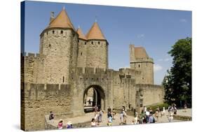 Porte D'Aude Through Outer Wall of Old City-Tony Waltham-Stretched Canvas