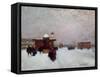 Porte Maillot, effet de neige, la nuit-null-Framed Stretched Canvas
