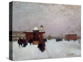 Porte Maillot, effet de neige, la nuit-null-Stretched Canvas