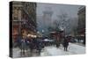 Porte St Denis, Paris black chalk and bodycolour-Eugene Galien-Laloue-Stretched Canvas