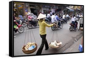 Porter in the Old Quarter, Hanoi, Vietnam, Indochina, Southeast Asia, Asia-Bruno Morandi-Framed Stretched Canvas