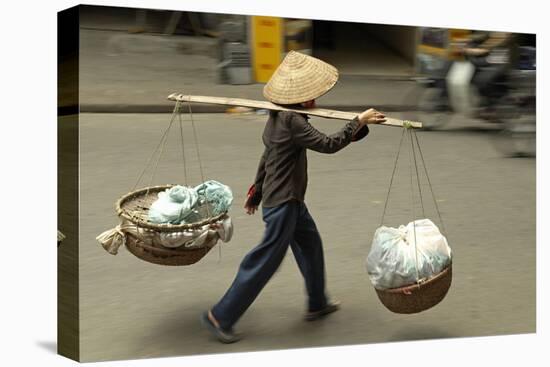 Porter in the Old Quarter, Hanoi, Vietnam, Indochina, Southeast Asia, Asia-Bruno Morandi-Stretched Canvas