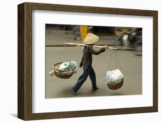 Porter in the Old Quarter, Hanoi, Vietnam, Indochina, Southeast Asia, Asia-Bruno Morandi-Framed Photographic Print