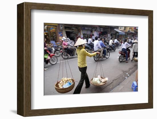 Porter in the Old Quarter, Hanoi, Vietnam, Indochina, Southeast Asia, Asia-Bruno Morandi-Framed Photographic Print