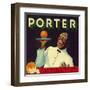 Porter Orange Label - Porterville, CA-Lantern Press-Framed Art Print