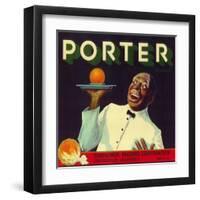 Porter Orange Label - Porterville, CA-Lantern Press-Framed Art Print