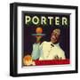 Porter Orange Label - Porterville, CA-Lantern Press-Framed Art Print