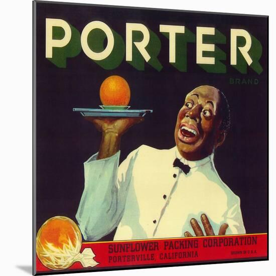 Porter Orange Label - Porterville, CA-Lantern Press-Mounted Art Print
