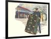 Porter with Large Steamer Trunk-null-Framed Art Print