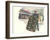 Porter with Large Steamer Trunk-null-Framed Art Print