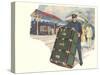 Porter with Large Steamer Trunk-null-Stretched Canvas