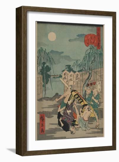 Porters Drop a Man Being Carried in a Sedan Chair-Ando Hiroshige-Framed Art Print