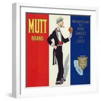 Porterville, California, Mutt Brand Citrus Label-Lantern Press-Framed Art Print