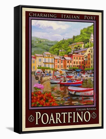 Portfino Italian Riviera 1-Anna Siena-Framed Stretched Canvas