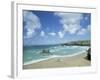 Porthcothan Bay with Trevose Head in Background, Cornwall, England, United Kingdom-Lee Frost-Framed Photographic Print