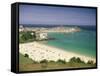 Porthminster Beach and Harbour, St. Ives, Cornwall, England, United Kingdom, Europe-Gavin Hellier-Framed Stretched Canvas